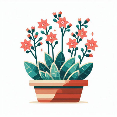 Flower pot isolated on white background. Vector illustration in cartoon style.のイラスト素材