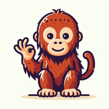 Cute cartoon monkey isolated on a white background. Vector illustration.のイラスト素材