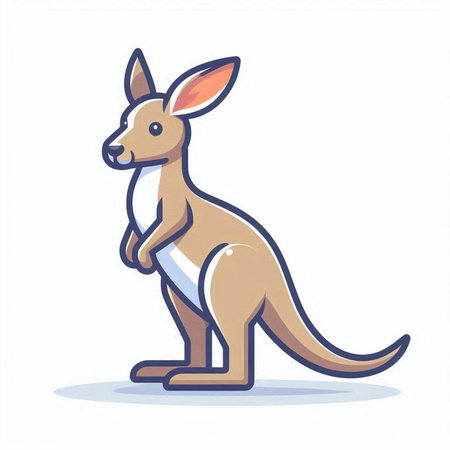 Kangaroo isolated on white background. Cartoon style. Vector illustration.のイラスト素材