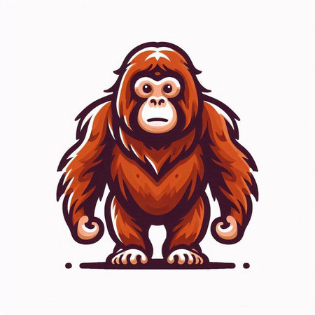 Orangutan. Hand drawn vector illustration. Isolated on white background.のイラスト素材