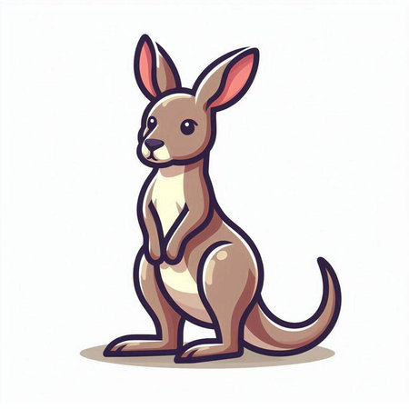 Kangaroo on a white background. Vector illustration in cartoon style.のイラスト素材