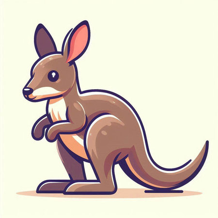 Cute cartoon kangaroo on white background. Vector illustration.のイラスト素材