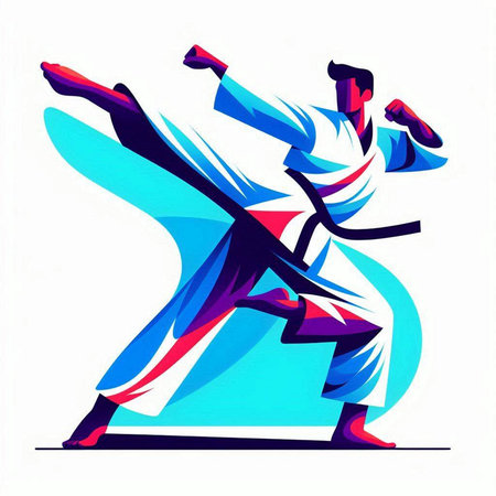 Taekwondoial arts. Vector illustration of a karate man.のイラスト素材