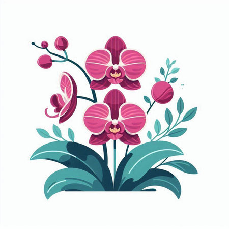 Orchid flower design, floral nature plant ornament garden decoration and botany theme Vector illustrationのイラスト素材