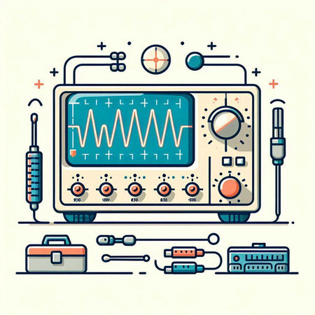 Electrocardiogram. Medical equipment. Vector illustration in thin line style.のイラスト素材