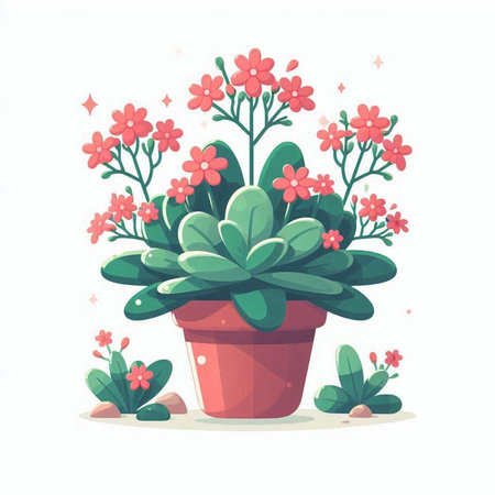 Flowerpot with succulents. Vector illustration in cartoon styleのイラスト素材