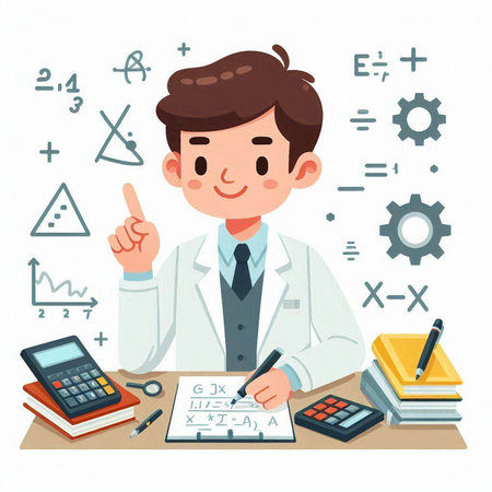Scientist working in laboratory. Vector illustration in flat cartoon style.のイラスト素材