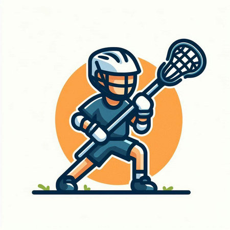 Lacrosse Player Icon. Vector Illustration of a Lacrosse Playerのイラスト素材