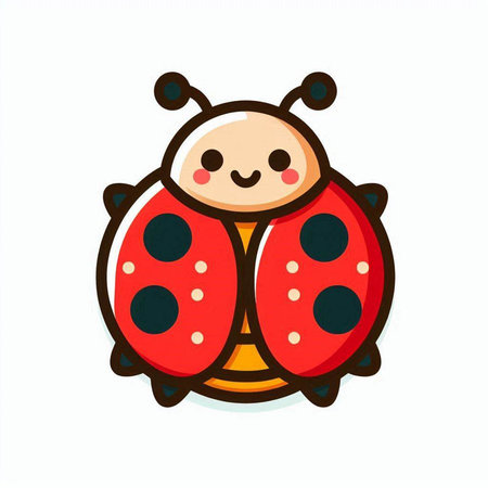 Cute cartoon ladybug isolated on white background. Vector illustration.のイラスト素材