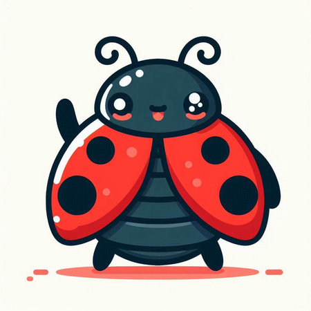 Cute cartoon ladybug. Vector illustration isolated on white background.のイラスト素材