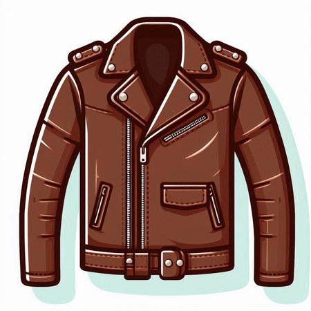 Vector illustration of a brown leather jacket isolated on a white background.のイラスト素材