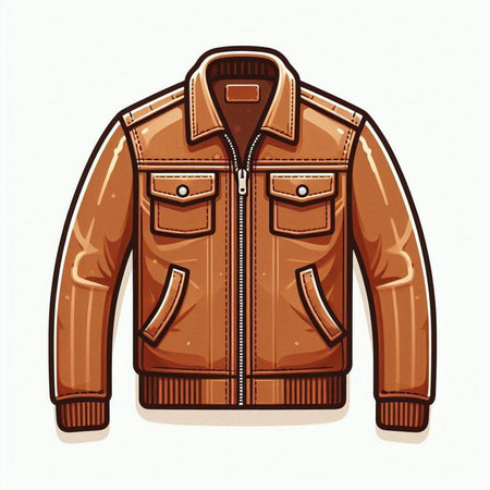 Brown leather jacket isolated on white background. Vector illustration for your designのイラスト素材