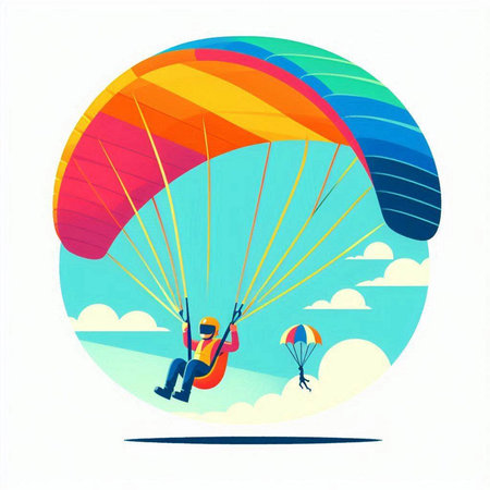 Parachutist flying in the sky. Paraglider in the sky.のイラスト素材