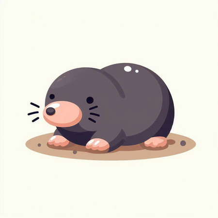Illustration of a mole crawling on the ground. Vector illustration.のイラスト素材