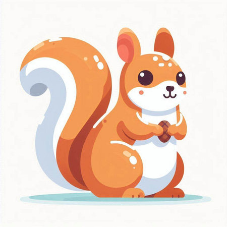 Cute squirrel. Vector illustration in cartoon style on white background.のイラスト素材
