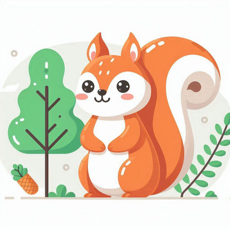 Cute squirrel in the forest. Vector illustration for your design.のイラスト素材