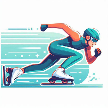 Freestyle. The athlete is engaged in speed skating. Vector illustration.のイラスト素材