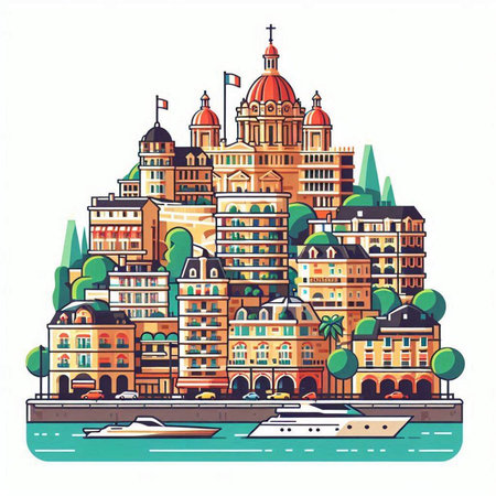 Cityscape of Stockholm, Sweden. Vector illustration in flat style.のイラスト素材