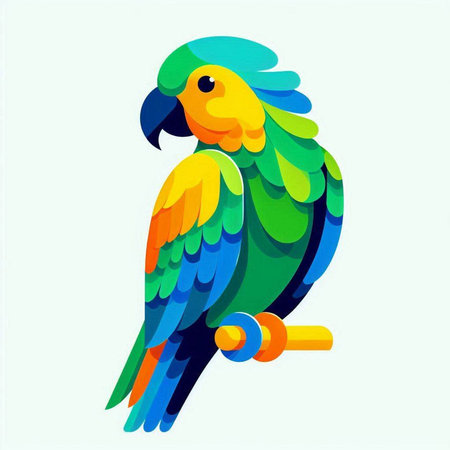 Colorful parrot isolated on a white background. Vector illustration.のイラスト素材