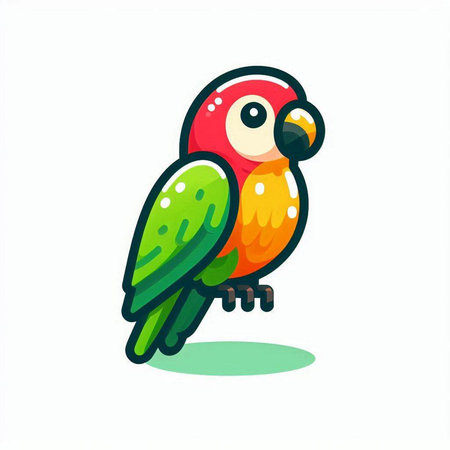 Cute parrot isolated on white background. Vector cartoon illustration.のイラスト素材