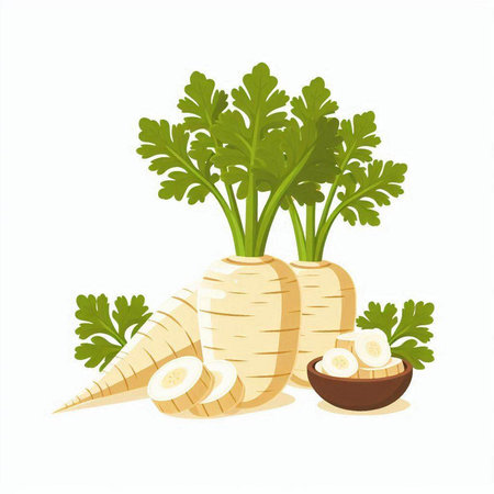Fresh parsley with leaves on a white background. Vector illustration.のイラスト素材