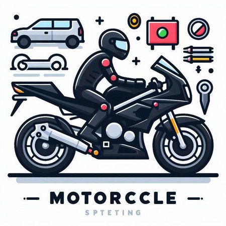Motorcycle motorcyclist. Vector illustration in flat design style.のイラスト素材