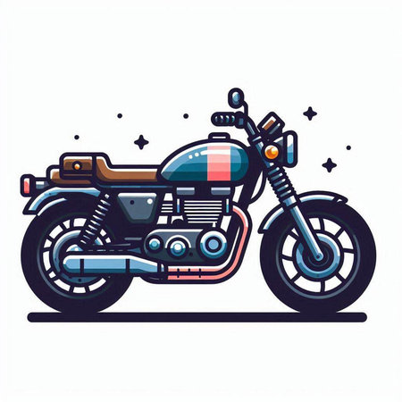 Vector illustration of a classic chopper motorcycle isolated on white background.のイラスト素材