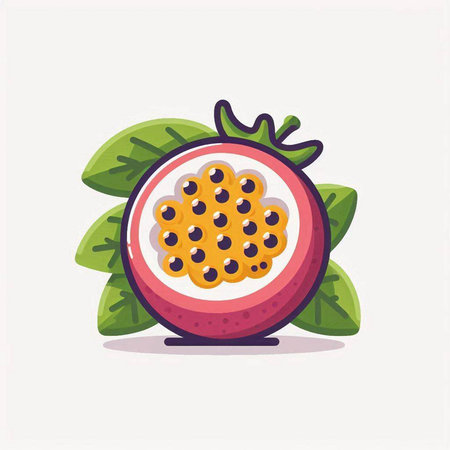 Passion fruit vector illustration. Isolated passion fruit on white background.のイラスト素材