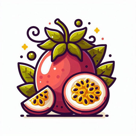 Passion fruit vector illustration. Isolated passion fruit on white background.のイラスト素材