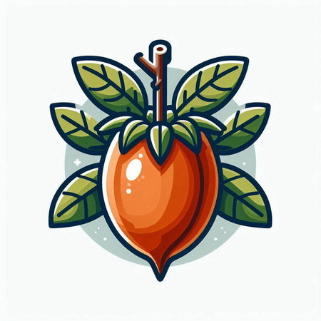 Orange fruit vector illustration isolated on white background. Fresh orange fruit with leaves. Vector illustration.のイラスト素材