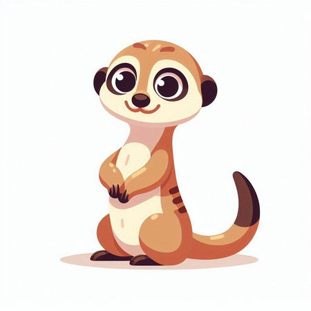 Cute cartoon meerkat isolated on white background. Vector illustration.のイラスト素材