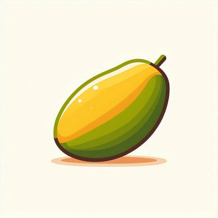 Mango fruit isolated on white background. Vector illustration in cartoon style.のイラスト素材