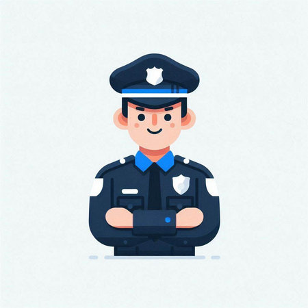 Policeman in uniform. Vector illustration in flat cartoon style.のイラスト素材