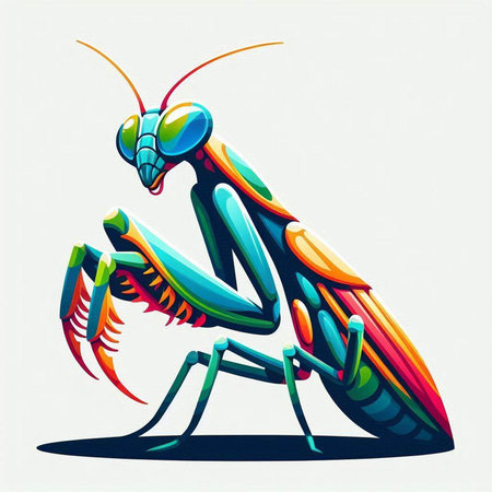 Praying Mantis. Vector illustration of praying mantis.のイラスト素材