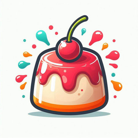 Cake with cherry isolated on a white background. Vector illustration.のイラスト素材