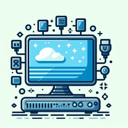 Modern thin line flat design concept of cloud computing. Vector illustration.のイラスト素材