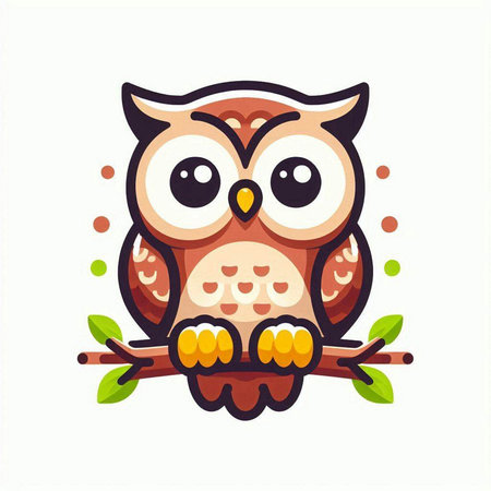 Cute cartoon owl. Vector illustration isolated on a white background.のイラスト素材