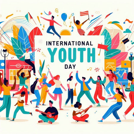 International Youth Day. Vector illustration in flat style. International Youth Day.のイラスト素材