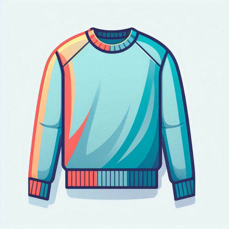 Illustration of a blue sweater on a white background, vector illustrationのイラスト素材