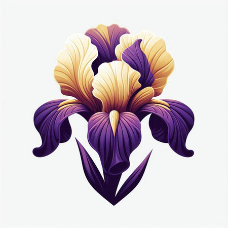 Illustration of iris flower in retro style. Vector illustration.のイラスト素材