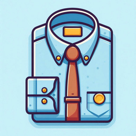 Illustration of a shirt with a necktie on a blue backgroundのイラスト素材
