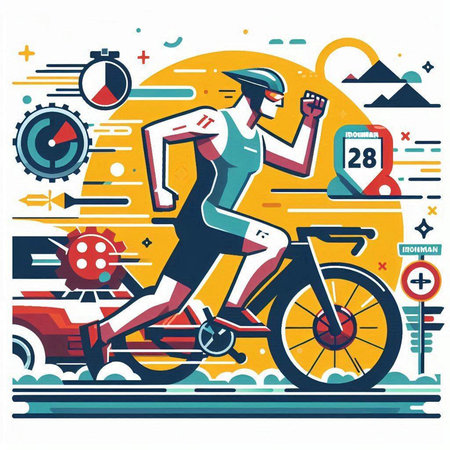 Cyclist. Vector illustration in flat design style on the theme of sports.のイラスト素材