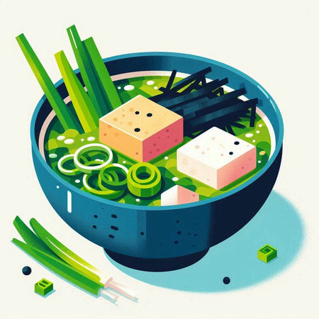 Vector illustration of japanese soup in a bowl with chopsticksのイラスト素材