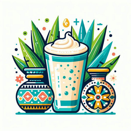 Coffee latte with milk in glass. Vector illustration.のイラスト素材