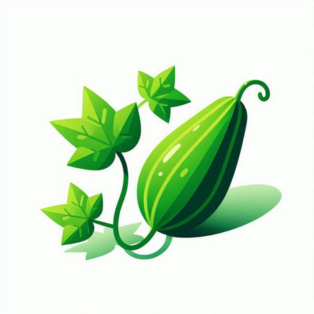 Cucumber with leaves on a white background. Vector illustration.のイラスト素材