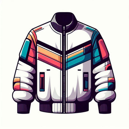Winter sport jacket colorful illustration isolated on white background. Vector illustration.のイラスト素材