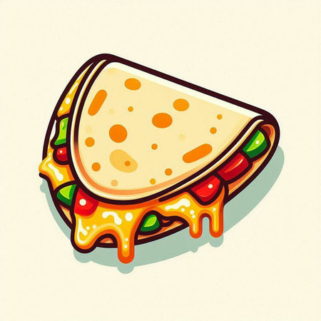 Illustration of a sandwich with cheese and tomato sauce. Vector illustration.のイラスト素材