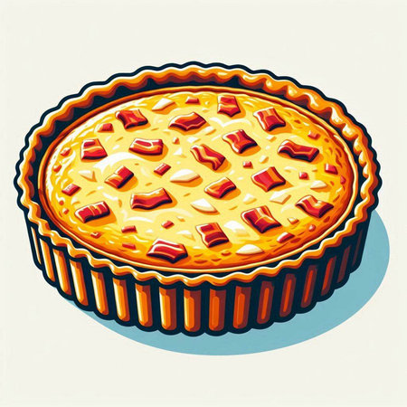 Vector illustration of a pie in a baking dish. Vintage style.のイラスト素材