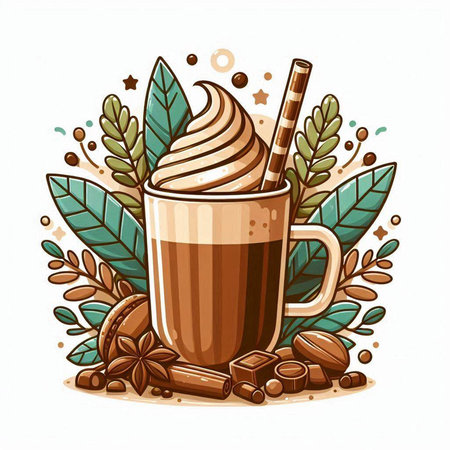 Airplane on the background of the blue sky. Vector illustration.のイラスト素材