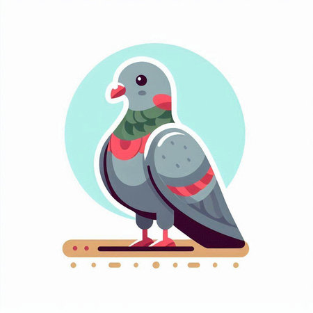 Pigeon isolated on white background. Vector illustration in flat style.のイラスト素材